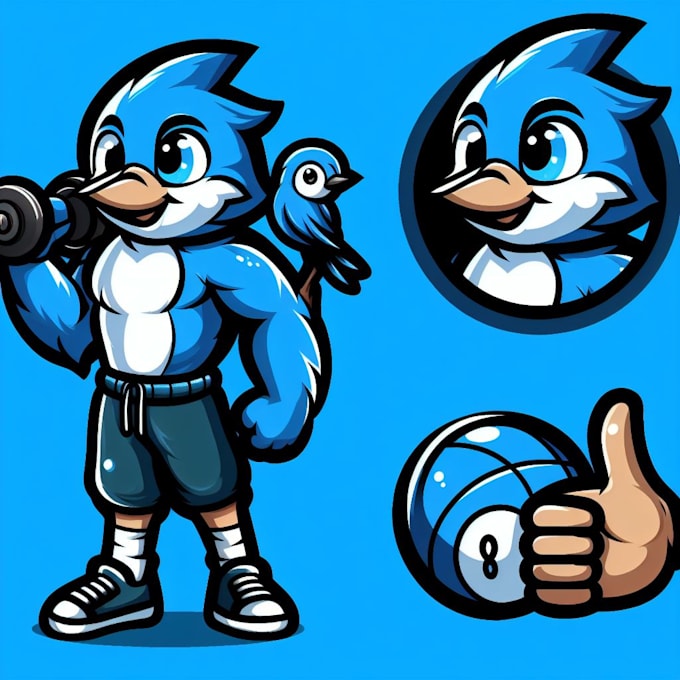 do cartoon, blue, animal, mascot logo