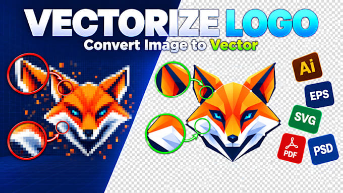 vectorize logo, convert image to vector, PSD, ai, eps, PDF, svg, more