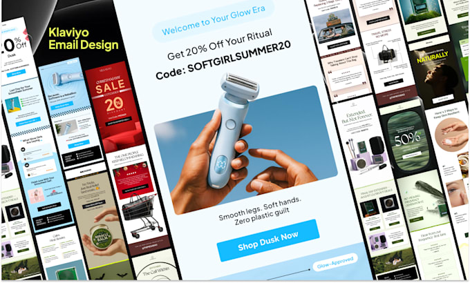 create custom klaviyo, mailchimp email marketing flows and newsletters design
