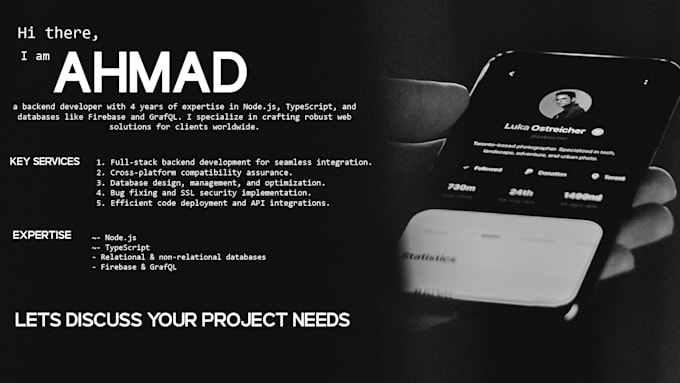 be your node js backend website and application developer