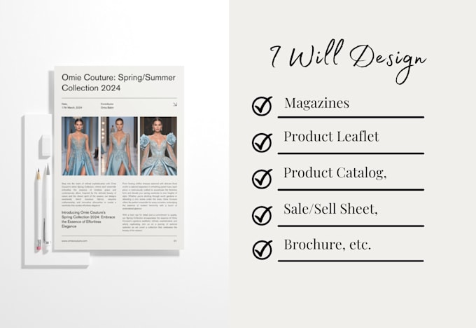 design product leaflet, catalog, sell sheet, magazine