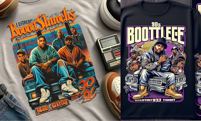 create rap tee 90s bootleg vintage t shirt design