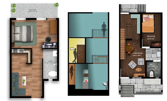 Render 2d plan, section, and elevation in photoshop by Naveen_k_nair ...