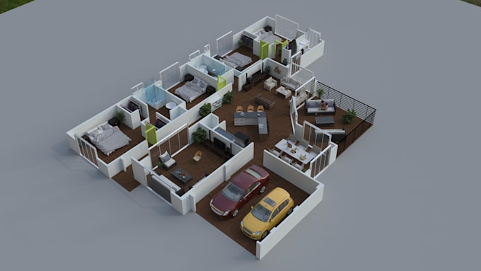 convert 2d floor plan to 3d floor plan within 24 hours