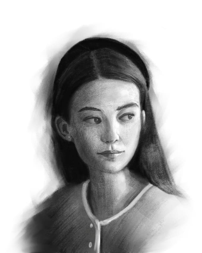 draw charcoal portrait digitally