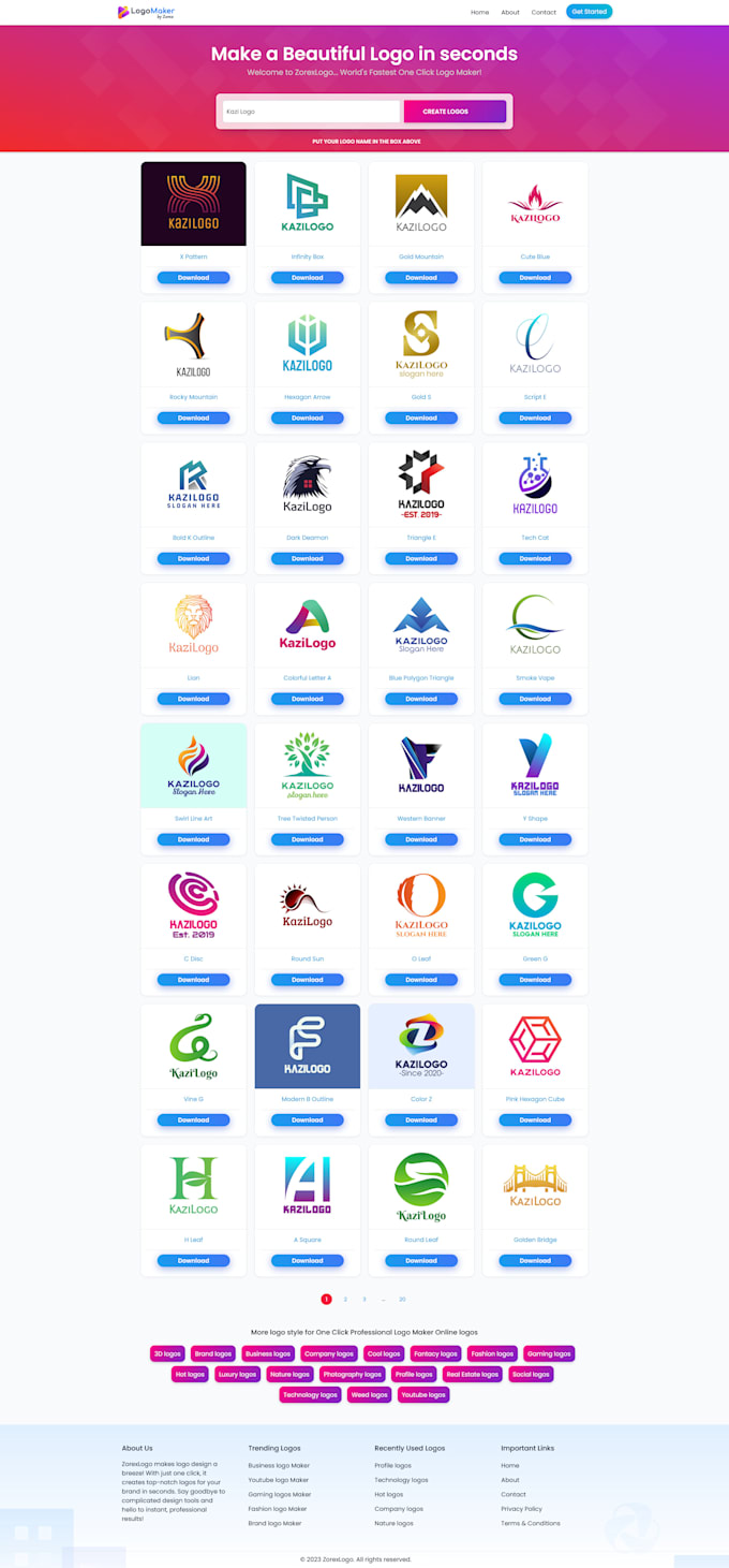 develop ai logo generator website for your business