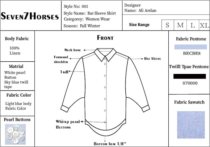 create garment tech pack designs and fashion technical designs