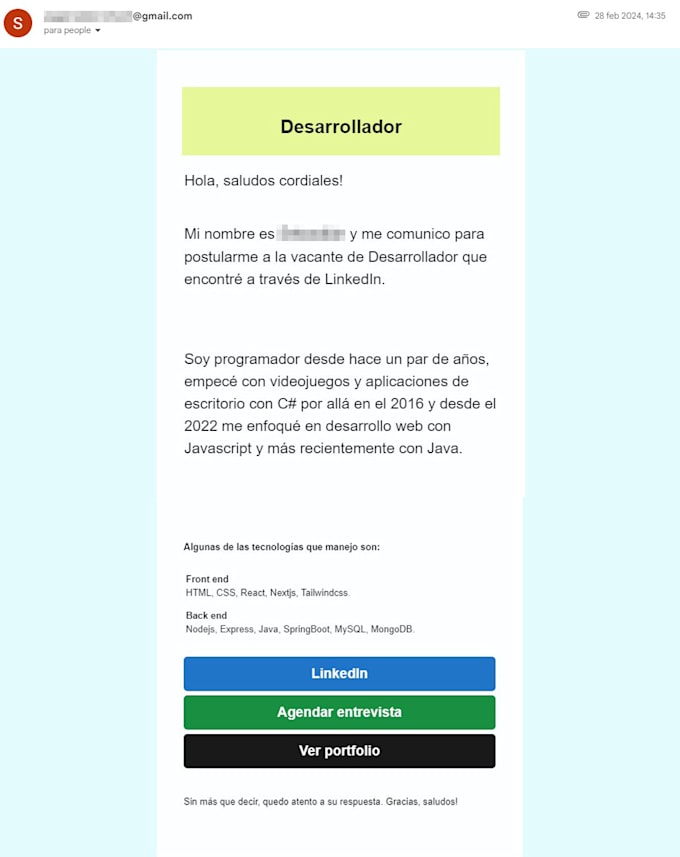 make an html template for mailing