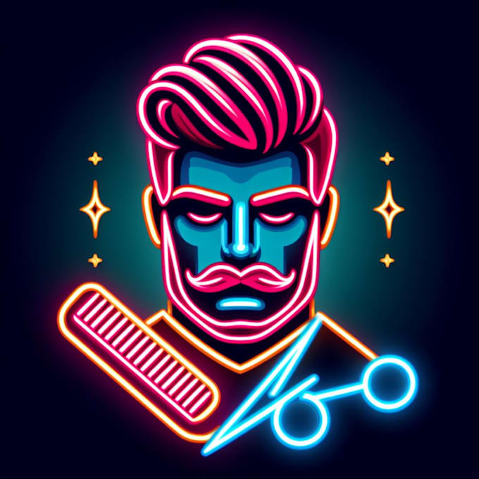 make neon favarite hari style mascot logo design