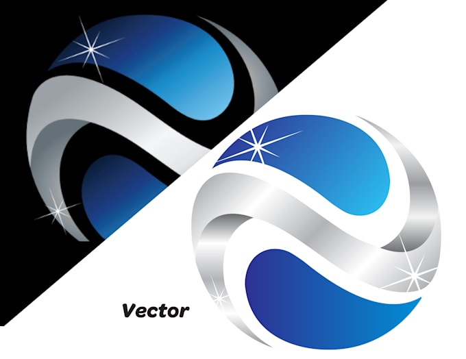 do tracing, redrawing 3d logo colourful to vector highress