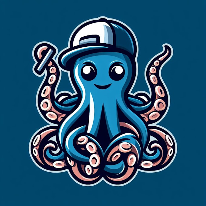 do make wonder full, modern, octopus, mascot logo design