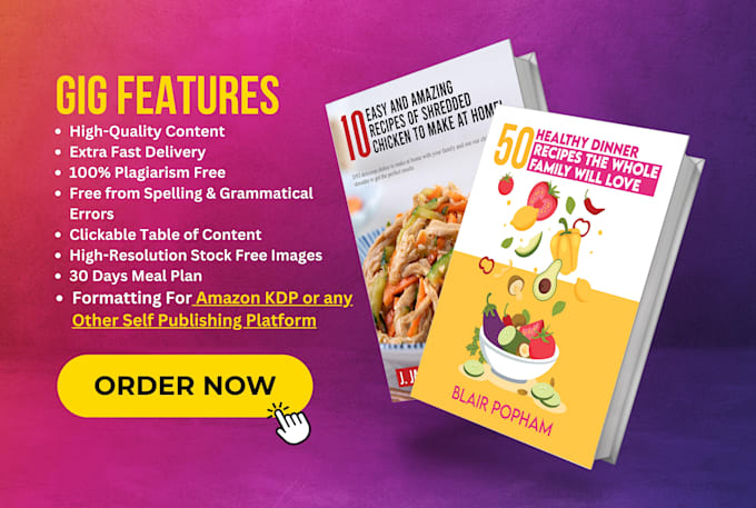write and design recipes cookbook for amazon KDP on canva