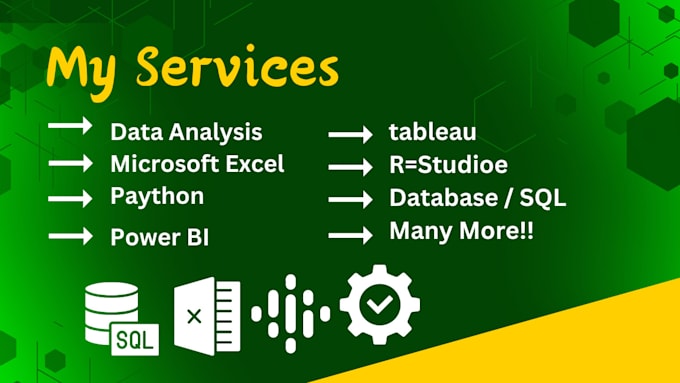 Do data analysis using tableau, power bi, python, r studio, sql or ...