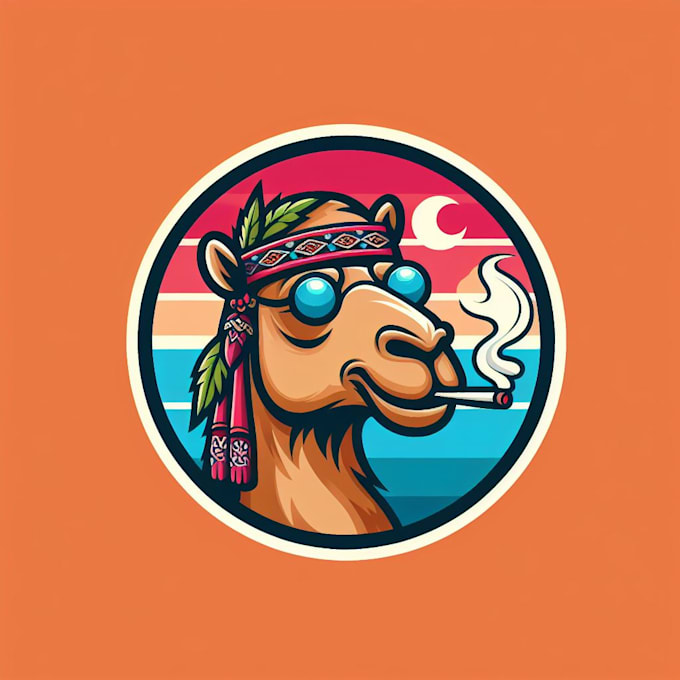 create beautiful camel hippie mascot logo only 12 hours