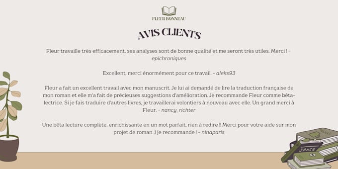 je vais faire votre beta lecture