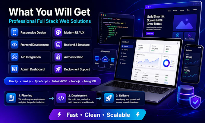 build business website, ai website, saas web app as full stack developer