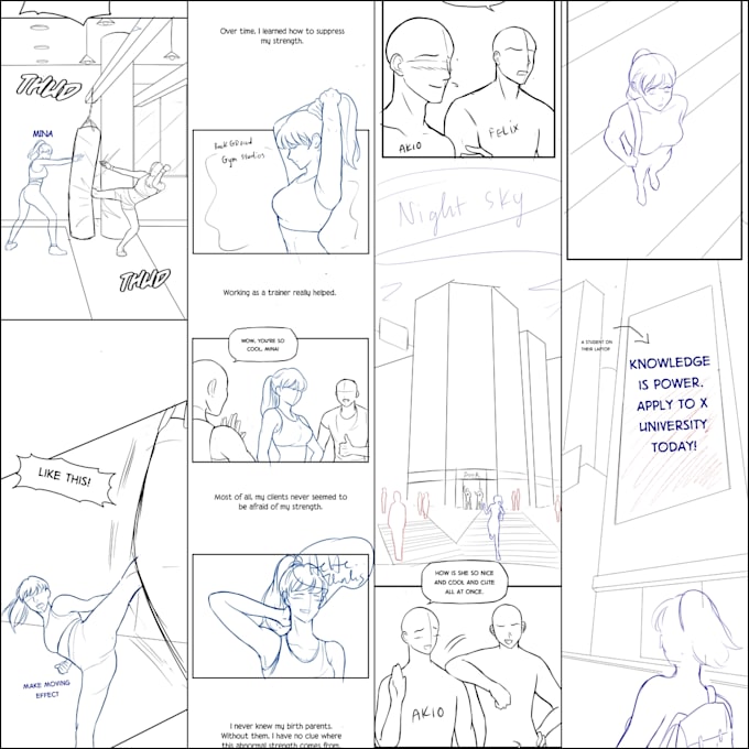 draw storyboard for webtoon, comics, videos, manga