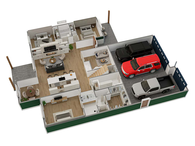 design and create 3d floorplan by 3ds max