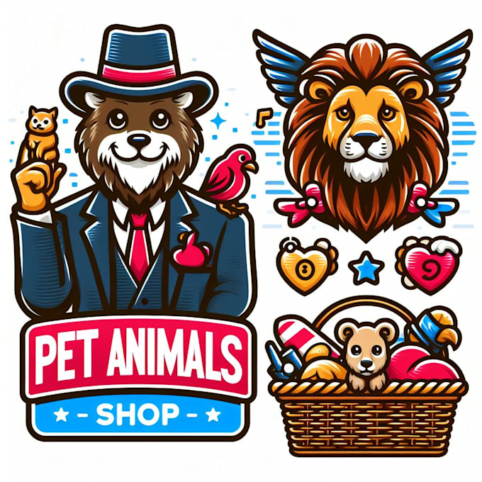 create beautiful pet animals shop mascot logo only 12 hours