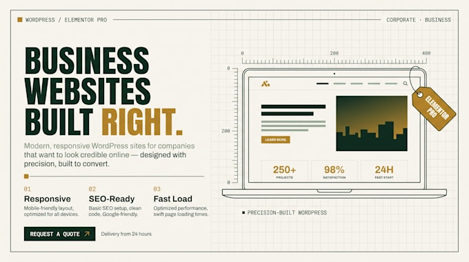 design a modern corporate wordpress website for business showcase in 24 hours