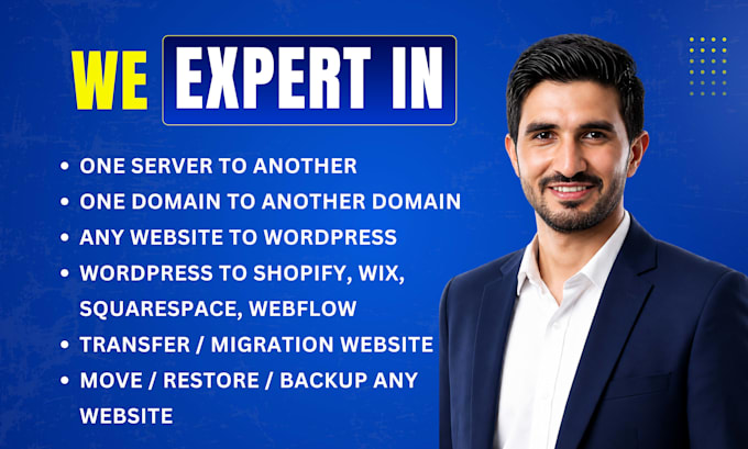 migrate clone redesign wix, webflow, shopify squarespace to wordpress website
