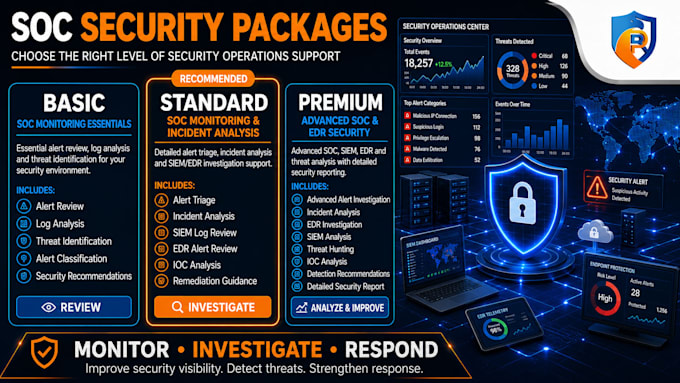 soc monitoring, incident analysis and edr support