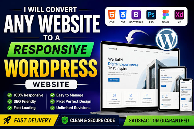 build your website in wordpress using HTML, CSS and PHP
