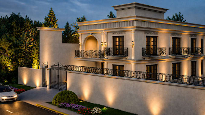 design and render your modern house exterior in 4k