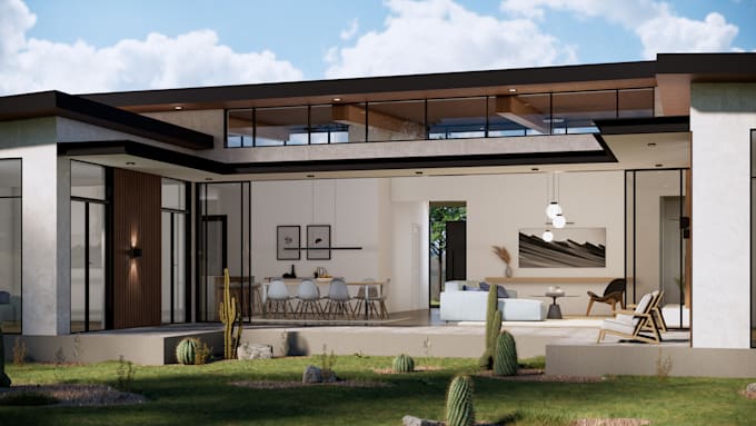design and render your modern house exterior in 3d