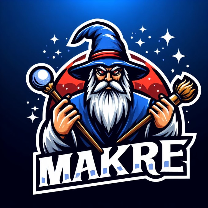 do, make, modern, style, wizard, e sport, mascot logo design