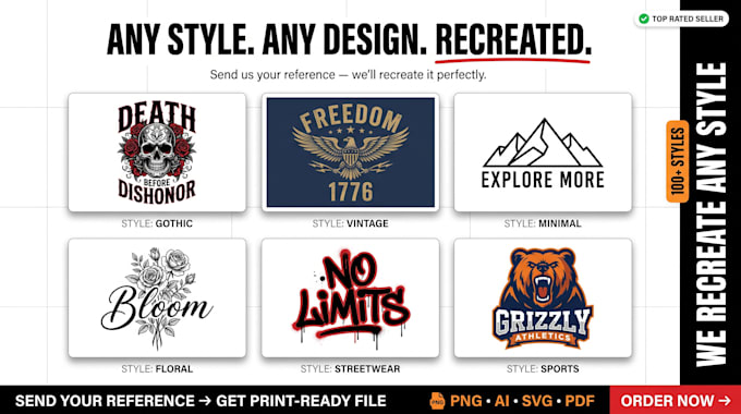 recreate custom tshirt designs from your reference image