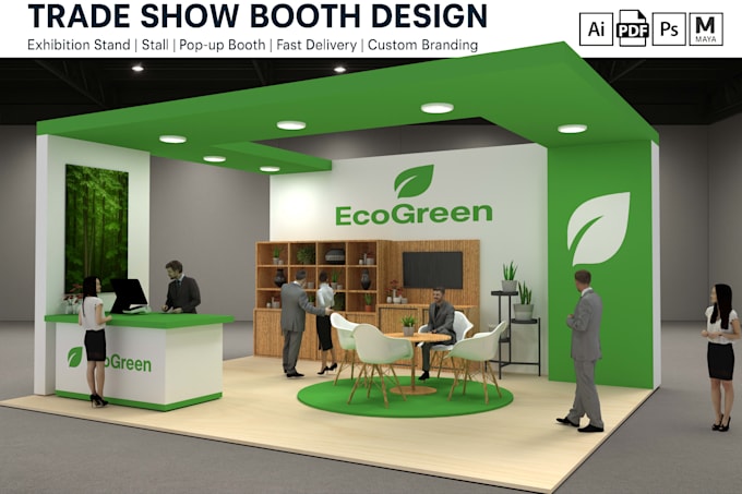 design 3d trade show booth or backdrop with print ready files