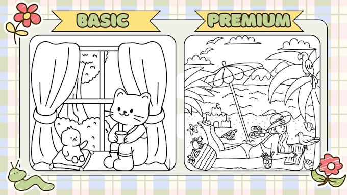 draw custom bold and easy coloring book pages for KDP