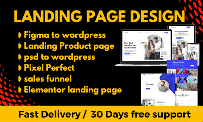 create wordpress landing page design, squeeze page or sales funnel by elementor
