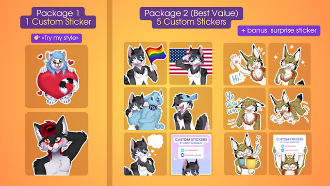 draw custom furry telegram stickers for your fursona
