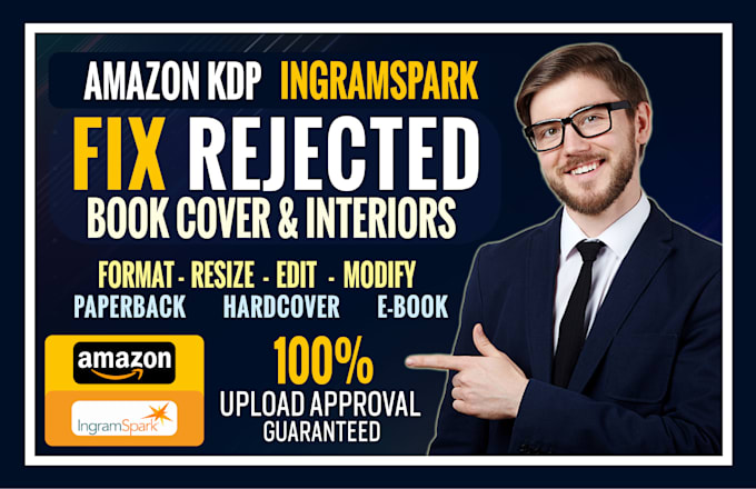 fix book cover, rejected book cover, resize, modify for amazon KDP, ingramspark
