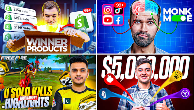 create best amazing attractive youtube thumbnails design