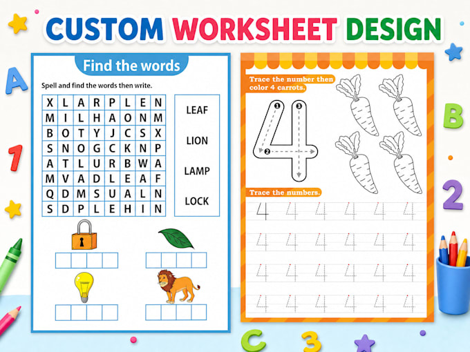 design custom coloring book pages worksheets, and covers