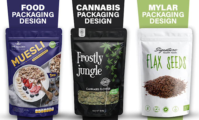 mylar bag or cannabis packaging and product box design