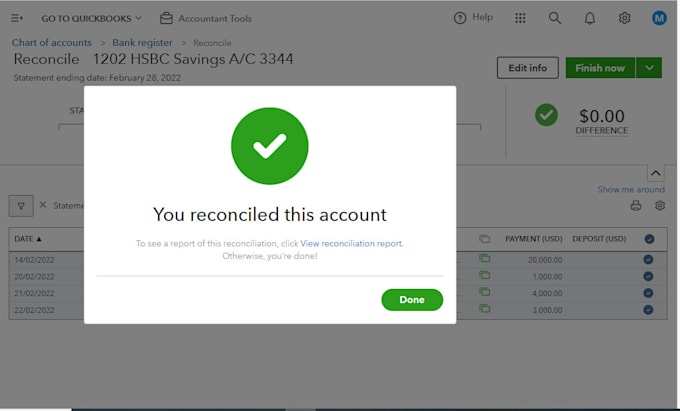 do monthly bookkeeping and bank reconciliation in quickbooks