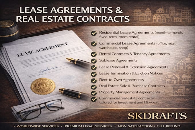 draft lease agreements, rental contracts, and real estate contracts at low cost