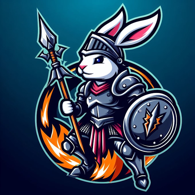 design an awesome rabbit warrior mascot logo  with express delivery