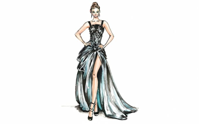 Draw a fashion or editorial illustration, sketch, commercial by ...