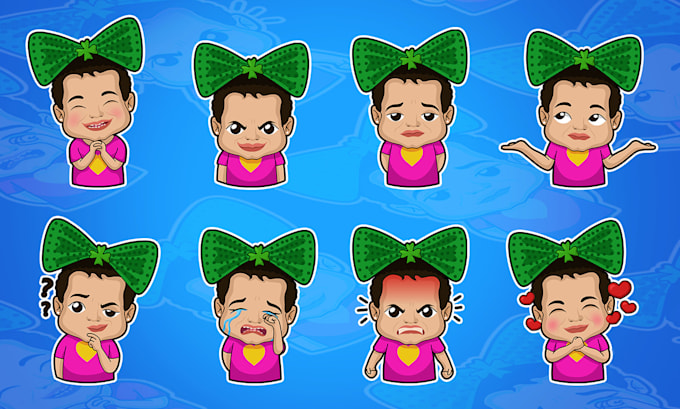create cute cartoon animated stickers and emoji