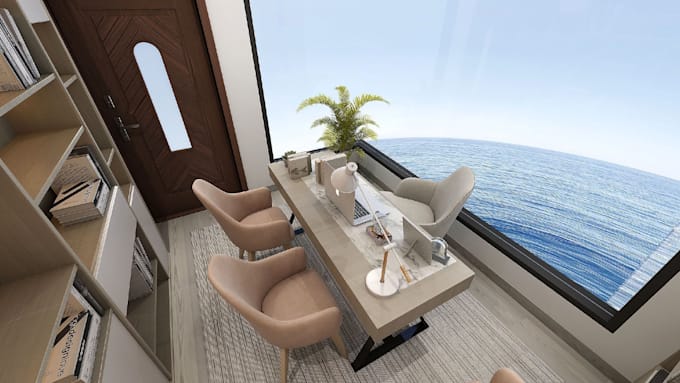 design modern office interior with professional  3d render