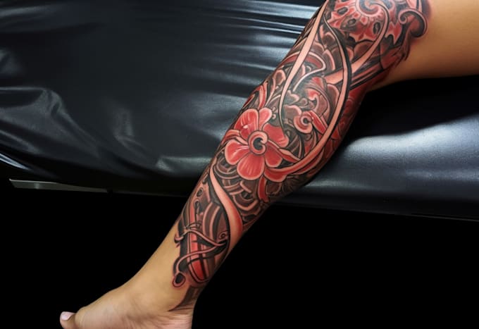 create a geometric sleeve tattoo design