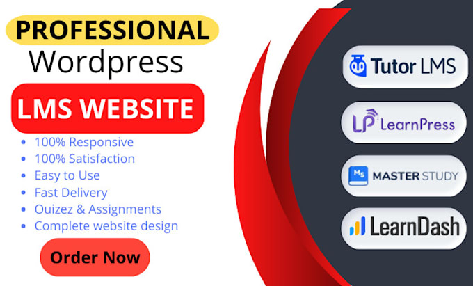 design a wordpress lms or elearning website using tutor lms, learn press, etc
