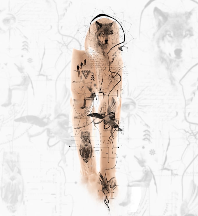 design a sleeve tattoo in micro realistic style