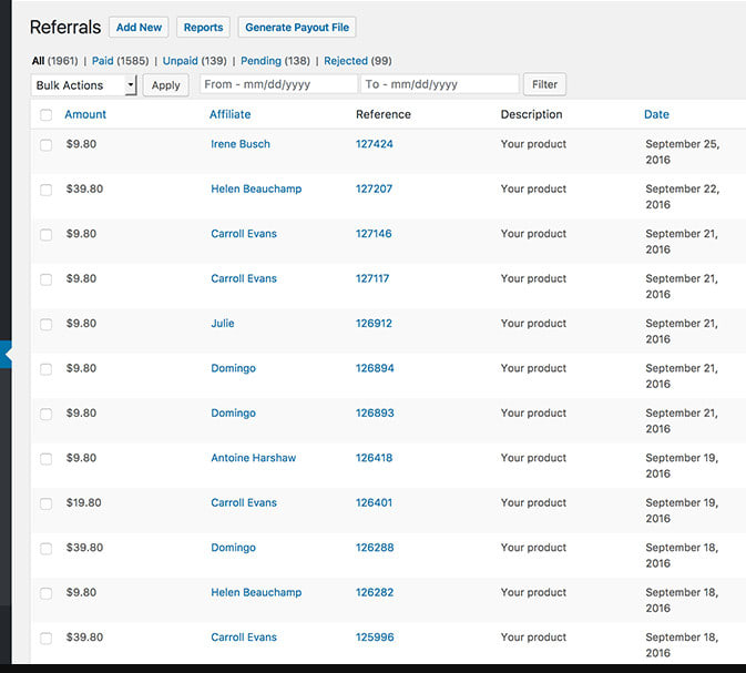 create your full featured affiliate program on wordpress