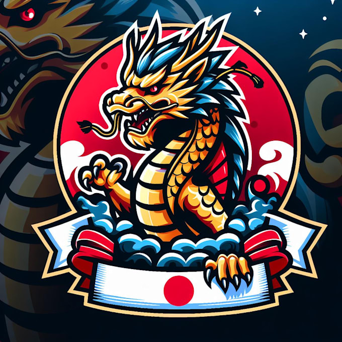 create beautiful japanese dragon mascot logo only 12 hours